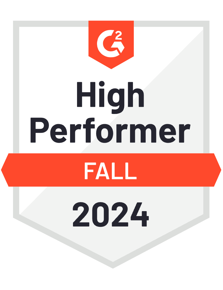 HireDNA G2 High Performer Award Fall 2024 for technology sales recruiting
