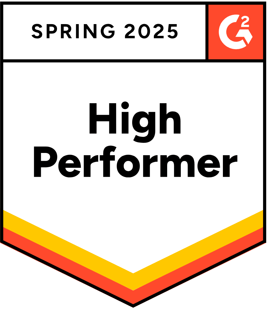 HireDNA G2 High Performer Award Spring 2025 for technology sales recruiting