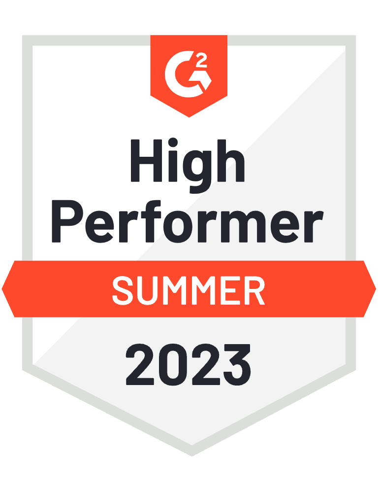 HireDNA G2 High Performer Award Summer 2023 for technology sales recruiting