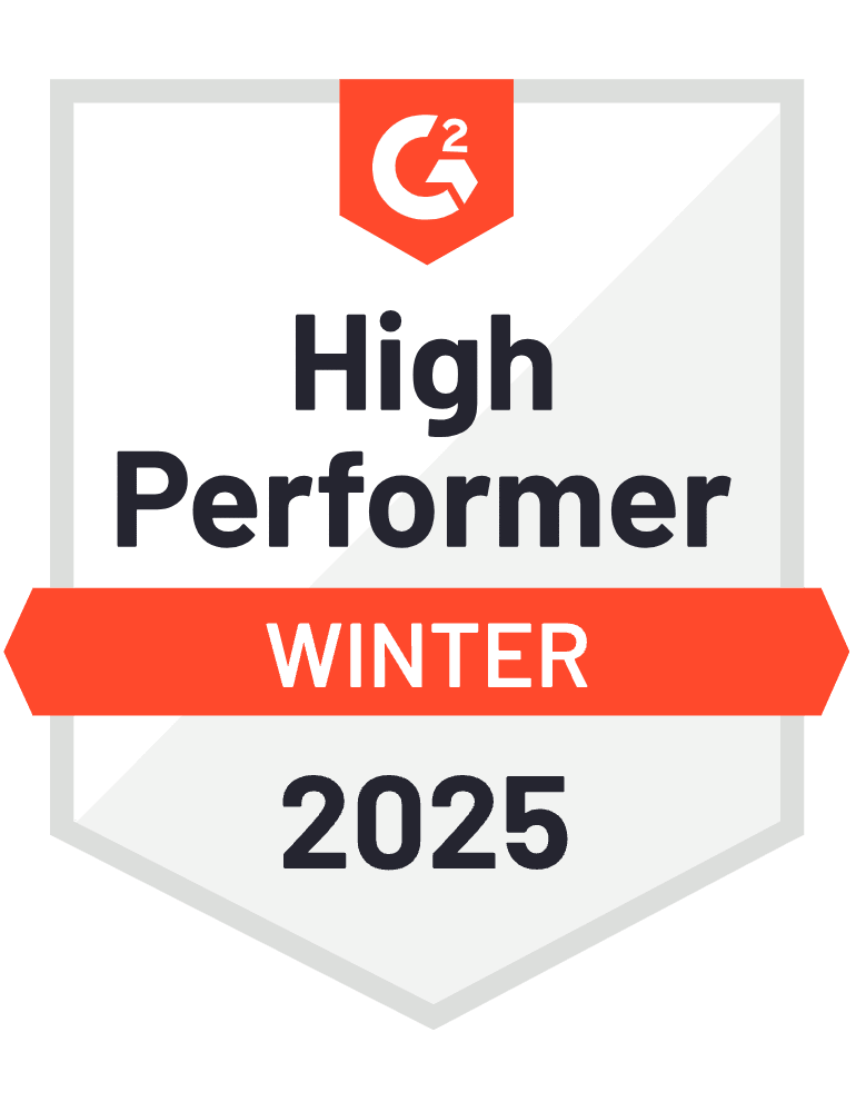 HireDNA G2 High Performer Award Winter 2025 for technology sales recruiting